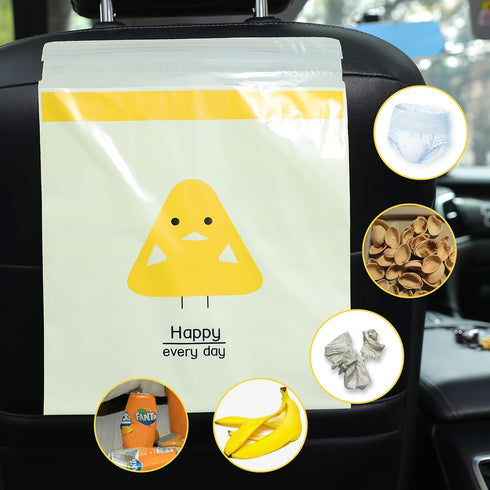 60PCS Easy Stick-On Disposable Portable Car Trash Bag, Waterproof Leakproof Vomit Bags, Firm and Durable, Suitable for Cars, Camping, Travel, Kitc...