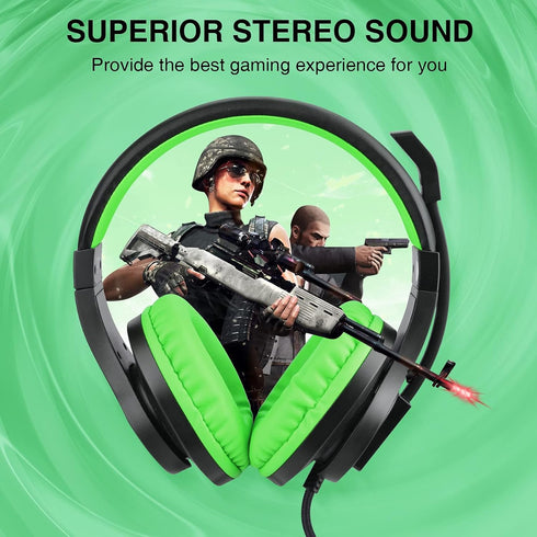 ShinePick Kids Headphones, Over-Ear Girls Boys Gaming Headphones with Microphone and Volume Control for Kids Teens Online School, Travel (Green)...
