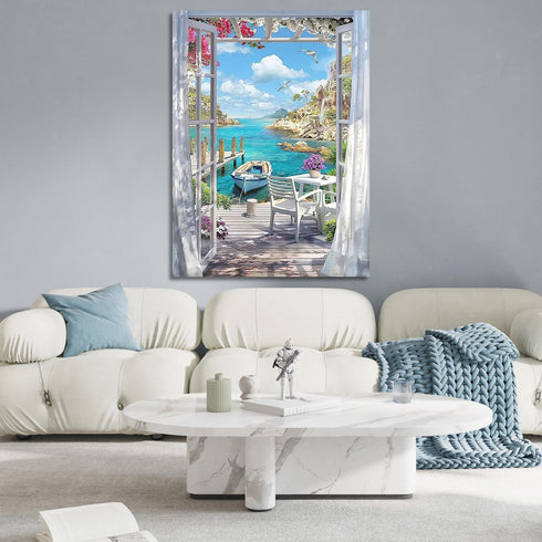 Landscape Beach Stamped Cross Stitch Kits - Colorful 11CT Printed Easy Pattern Needlepoint Kits Embroidery Crafts for Adults Beginners Gift 12x16 ...