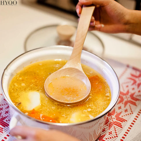 Wooden Ladle for Soup - 10.8x2.8" Wood Ladle with Deep Scoop, Hanging Hook, and Lacquer Coating for a Comfortable Grip, Easy to Clean and Store - ...