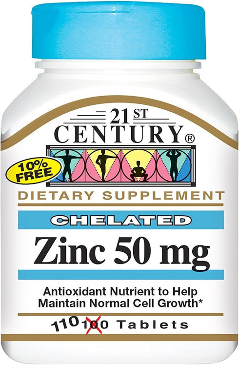 21st Century Chelated Zinc 50 Milligrams 50 Milligrams 110 Tabs...