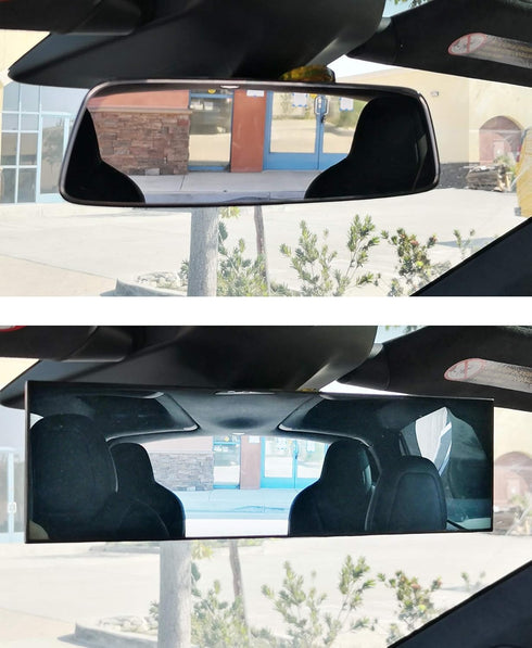 iJDMTOY Clear Glass 240mm 9-1/2 Inch Wide Angle View Anti-Glare Curve Convex Clip On Rear View Mirror Compatible With Tesla S X 3 Y...