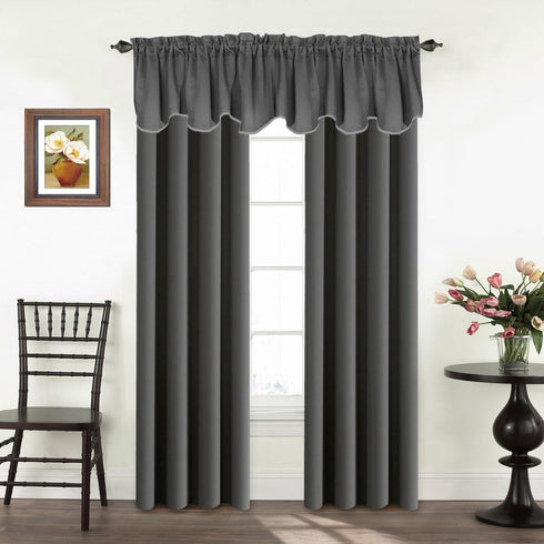 Turquoize Blackout Curtain Valances for Kitchen Windows/Bathroom/Bedroom Privacy Decorative Rod Pocket Short Scalloped Window Valance Curtains, 52...