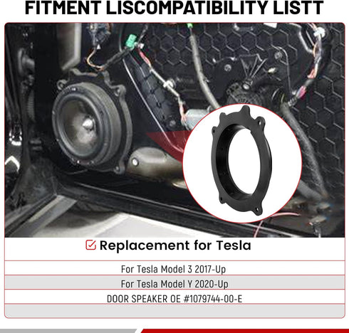RED WOLF 6.5 Inch Front Door Speaker Adapter Bracket Compatible with Tesla Model 3 2017-Up Model Y 2020-Up Install Aftermarket Car Audio Speaker S...