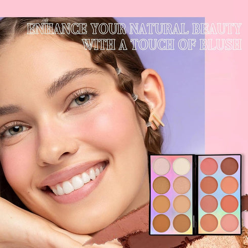 Blush Palette, Highlighter Contour Makeup Palette, Blush for Cheeks, All-In-One Bronzer Bright Shimmer Cosmetics Sets for Eyes, Lips & Cheeks...
