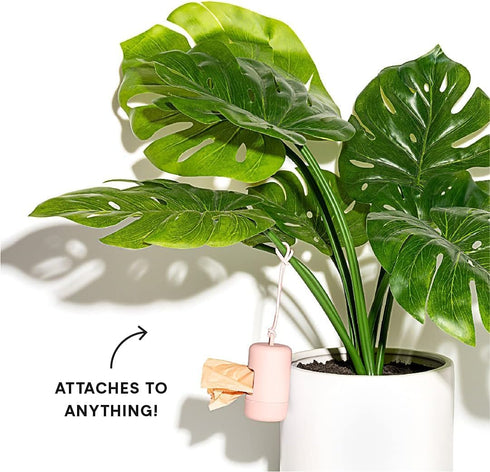 Wild One Dog Poop Bag Holder and Dispenser with Leash Attachment, Leak Proof, Easy Twist Top for Refills, Includes 1 Box Poop Bags, Blush...