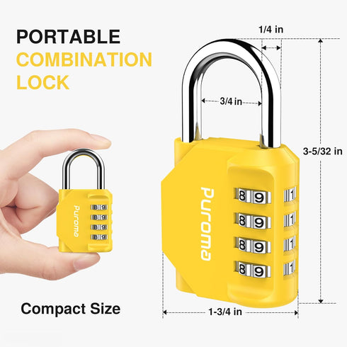 Puroma 2 Pack Combination Lock 4 Digit Locker Lock Outdoor Waterproof Padlock for School Gym Locker, Sports Locker, Fence, Toolbox, Gate, Case, Ha...