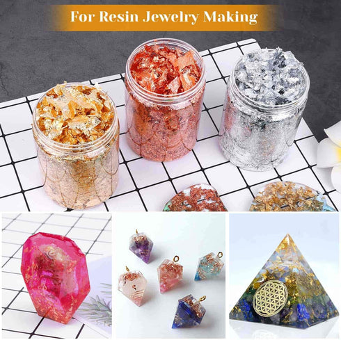 45 Grams Gold Foil Flakes for Resin Jewelry Making, Paxcoo Gold Foil Flakes Metallic Leaf for Nails, Painting, Crafts, Slime and Resin Jewelry Mak...