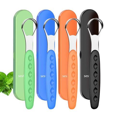 New Version Tongue Scraper Cleaner for Adults & Kids, Medical Grade Metal Tongue Brushes Set for Fresh Breath Dental Eliminate Bad Breath in Secon...