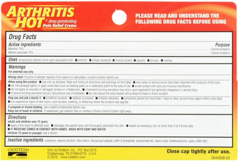 Arthritis Hot Pain Relief Creme 3 oz (Pack of 2)...