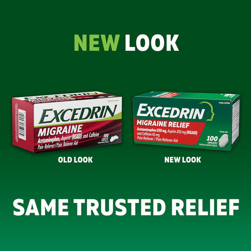 Excedrin Migraine Relief Caplets for Migraine Symptoms, Acetaminophen 250mg, Aspirin 250mg, Caffeine 65mg, Pain Reliever, 200 count...