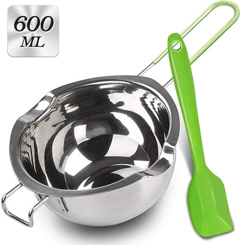 Stainless Steel Double Boiler with Silicone Spatula, Chocloate Metls Pot with Heat Resistant Handle for Melting Chocolate, Candy, Candle, Soap and...