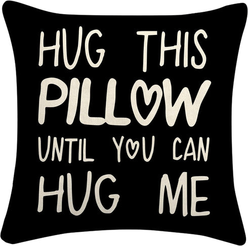 Sufamb Hug This Pillow Until You Can Hug Me Throw Pillow Covers, 18 x 18 Pillow Case, for Boyfriend Girlfriend Birthday Gifts, Long Distance Relat...