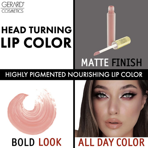 Gerard Cosmetics HydraMatte Liquid Lipstick Serenity | Pink Nude Matte Lipstick | Long Lasting and Non-Drying | Super Pigmented Fully Opaque Lip C...