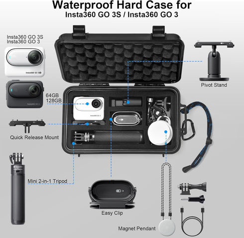 Lekufee Travel Waterproof Hard Case Compatible with Insta360 GO 3S/Insta360 GO 3 Action Camera/Vlogging Camera and Accessories(Case Only)...