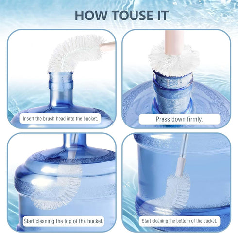 2 Pack 28" Long Bottle Brush, 3 & 5 Gallon Bottle Cleaner Brush, Nylon Bristles and Stainless Steel Handle Bendable Replaceable Brush Head Bottle ...