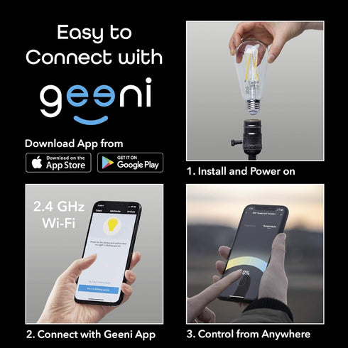 Geeni Smart Light Bulb - Alexa and Google Home Compatible, Tunable White LED Programmable and Dimmable WiFi Light Bulb, App Controlled (ST19-2 Pac...