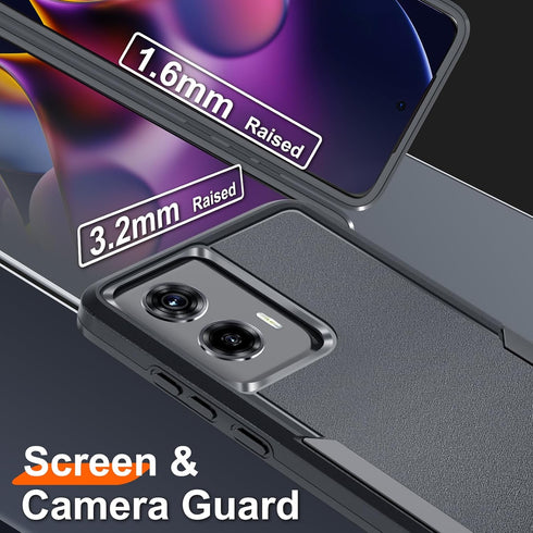 for Motorola Moto G Stylus 5G 2024 Case with Tempered Glass Screen Protector,Heavy Duty Rugged Shockproof Full Body Protective Cover,Black Matte...