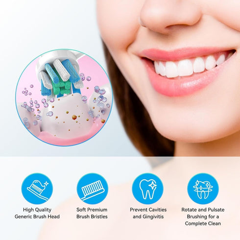 Electric Toothbrush Replacement 4 Pack Professional Toothbrush Heads Refills for Family Gum Care, Twisted & Angled Bristles for Deeper Plaque Remo...