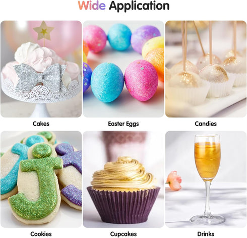 CRPTHE 6 Colors Luster Dust Edible Set, Edible Glitter for Cocktails, Food Grade Glitter Shimmer Sprinkle Powder for Drinks, Baking, Beverages, Ca...