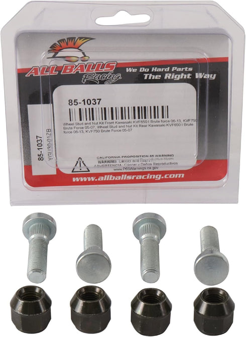 All Balls Racing 85-1037 Wheel Stud and Nut Kit Compatible with/Replacement For Kawasaki KVF 650 Brute Force 4x4i 2006-2013, KVF 750 Brute Force 4...