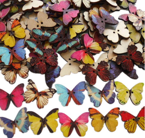 100PC DIY Wooden Buttons, a Variety of Animal Cartoon Characters, a Variety of Colors (can be Selected) (Color1)...