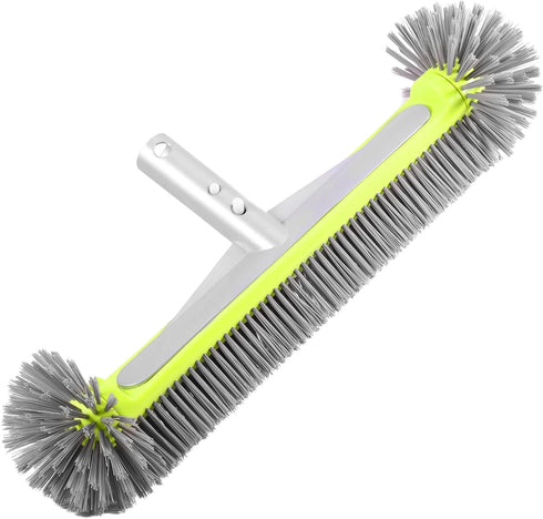 Professional Heavy Duty Swimming Pool Wall & Tile Brush?17.5" Round Ends Pool Brush Head with Sturdy Aluminum Handle for Cleans Walls, Tiles & Flo...