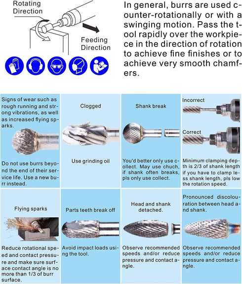 1 Pc Head 1/2" Carbide Burr Set 1/4 Shank Die Grinder Bits Drill Bits Grinding Bits for Metal Rotary Tool Attachment Accessories Rasp Weld Wood St...