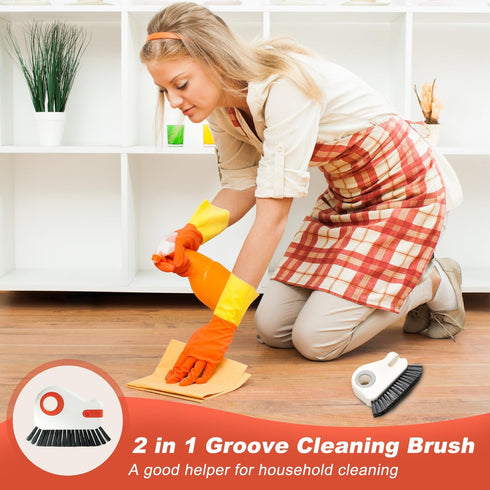 2PCS 2 in 1 Groove Cleaning Brush Window Track Cleaning Tool, Gap Cleaning Brush, Multi-Function Grout Cleaning Tool Grip Brush Bristle Gap Cleani...