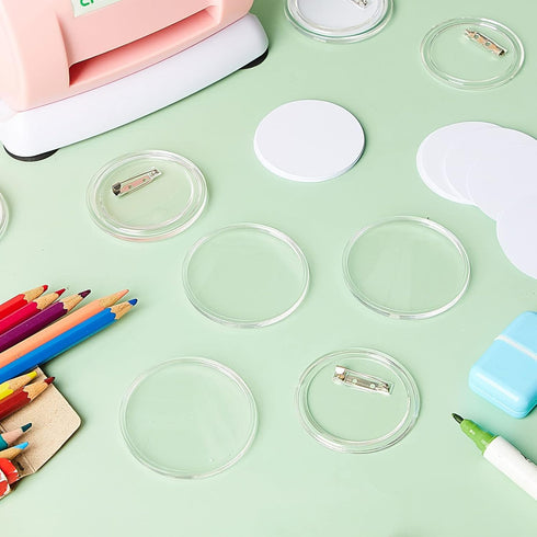XunYee 25 Set Clear Acrylic Buttons Clear Plastic Craft Button with Pin, Blank Paper and Card Removal Tool, Pins Buttons Design for DIY Crafts, Pi...