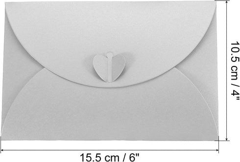 PATIKIL Gift Card Envelopes, 50 Pack Heart Shaped Clasp Photo Gift Card Holders Mini Envelope for Birthdays Weddings, Silver...