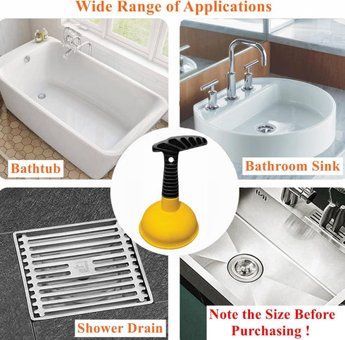 Sink Plunger, Easy to use Mini Plunger with Short Handle, Powerful Plunger Unclogging Tool for Kitchen Sink, Shower, Bathroom Drains, Bath, Yellow...