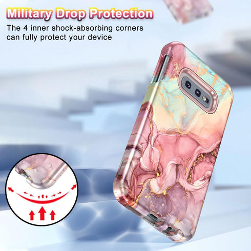 Btscase for Samsung Galaxy S10e Case, Heavy Duty Three Layer Marble Shockproof Full Body Rugged Hard PC+Soft TPU Bumper Drop Protection Women Girl...