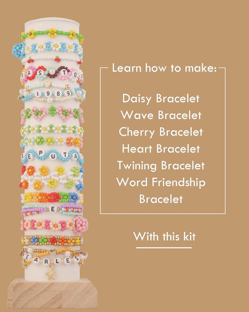 Deinduser Glass Seed Beads Bracelet Making Kit, 3mm 10000 Pcs Tiny Beads for Jewelry Making - Friendship Bracelet Kit with Letter Beads,Pearl Bead...