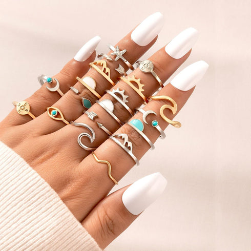 FUTIMELY Boho Retro Stackable Rings Sets for Teens Girls Women Rhinestone Knuckle Joint Finger Kunckle Nail Ring Sets (A?19PC)...
