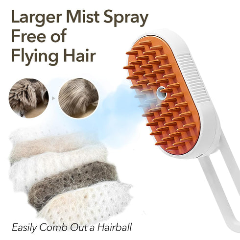 New 3-in-1 Cat Steam Brush With Enhanced Spray, Long Comb Steamy Brush for Shedding, Hair Remover, Cloud Care Water Brush for Long & Short Hair In...