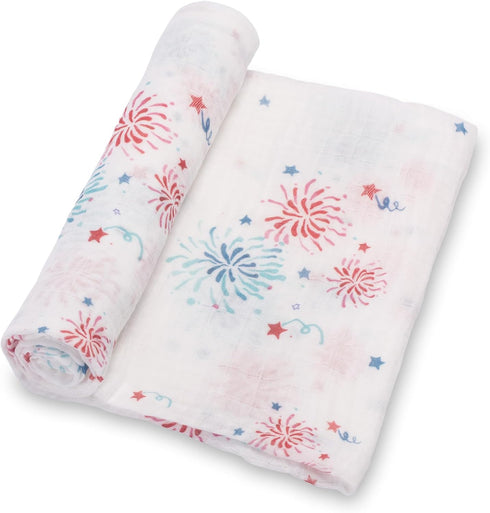 Swaddle Blanket 100% Cotton, Muslin Swaddle Blankets Suitable for 4th of July Baby Outfit, Soft Baby Swaddle Blanket 47 x 47 inches, Baby Essentia...