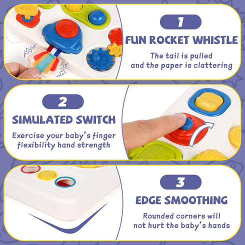 Montessori Busy Board for Toddler Baby Sensory Board with Music and Light,Activity Board for Fine Motor Skills,Baby Busy Board Travel Sensory Toy,...