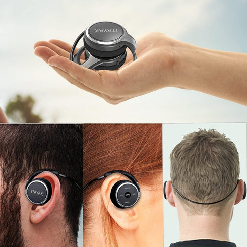 Behind The Head Headphones, itayak Bluetooth 5.0 Neckband Around Head Headphones Lightweight Small Foldable Wireless Sports Sweatproof Headset wit...