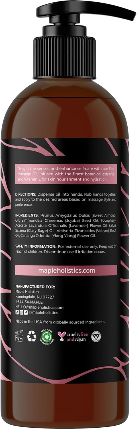 Calming Massage Oil for Massage Therapy - Home Spa Full Body Massage Oil for Sore Muscles for Pro or Home Use with Moisturizing Sweet Almond Oil a...