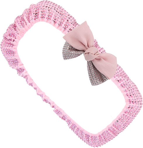 X AUTOHAUX Bling Car Mirror Accessories Charm Shining Car Rear View Mirror Decorative Cover Faux Crystal Rhinestone with Bow Knot for Women Pink...