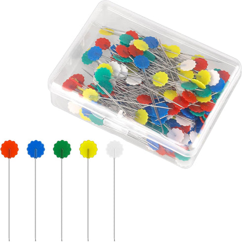 200Pcs Flat Head Straight Pins Sewing Pins Straight Pins Flat Flower Head Pins Quilting Pins for Sewing DIY Projects Dressmaker Jewelry Decoration...