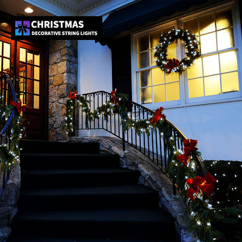 Tcamp Christmas Lights 33ft 100LED Outdoor Indoor Christmas String Lights with Remote Timer, USB or Battery Powered Waterproof 8 Modes Fairy Light...
