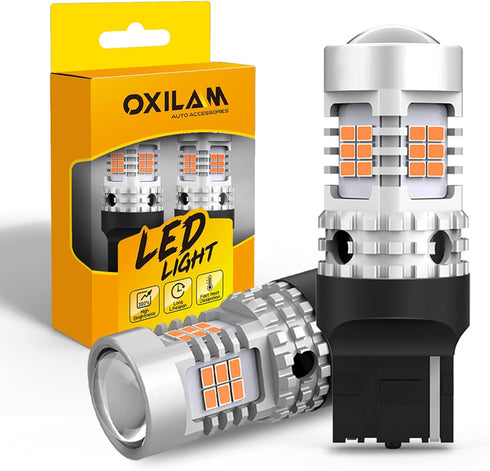 OXILAM 7440 LED Bulbs Amber Yellow 4000LM for Turn Signal Lights with Build-in Load Resistor CANBUS Error Free T20 7440NA 7441 W21W WY21W Blinker ...