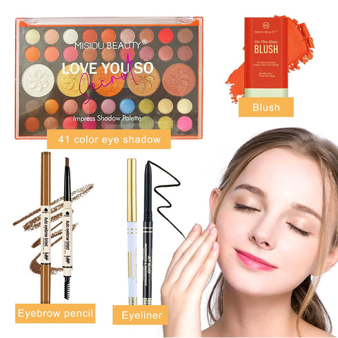 Makeup Kit All-in-one Makeup Set for Girls Women Starter Cosmetics Kit, Include 41 Colors Eyeshadow Palette, Eyebrow Pencil, Blush, Gift Box Makeu...