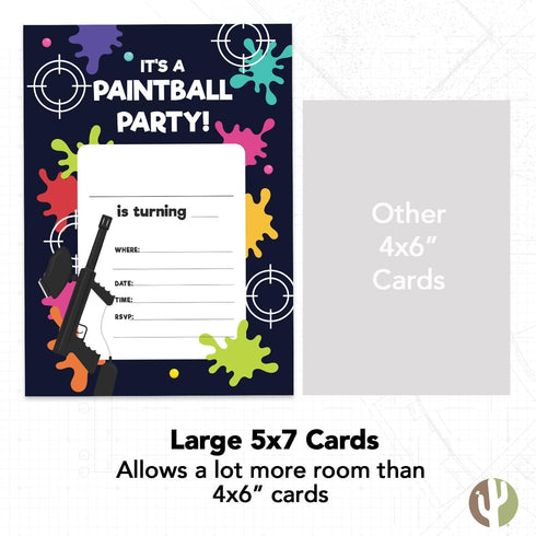 Desert Cactus Paintball Happy Birthday Invitations Style 2 Invite Cards (10 Count) With Envelopes Boys Girls Kids Party (10ct)...