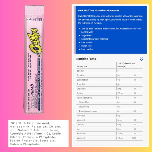 Sqwincher ZERO Qwik Stik - Sugar Free Electrolyte Powdered Beverage Mix, Assorted Flavors (40 Sticks)...