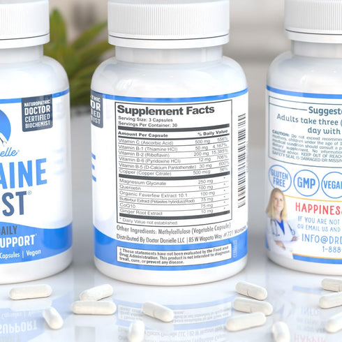 Best Migraine Relief Product with Magnesium - Migraine Assist Supplement with Quercetin, Feverfew, Butterbur, CoQ10 from Dr. Danielle, 90 Capsules...