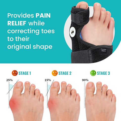 Bunion Corrector for Women & Men - 1 Pair Adjustable Splint Brace with Soft Gel - Pain Relief Bunion Pads & Toe Straightener with Non-Slip Strap...