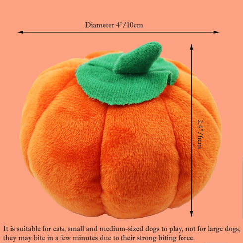 4 Pcs Pumpkin Dog Chew Toys Pet Squeaky Toy Halloween Plush Cat Playing Toys Teeth Grinding Pet Training Toy for Dog Cat Relief Decompression (Pum...